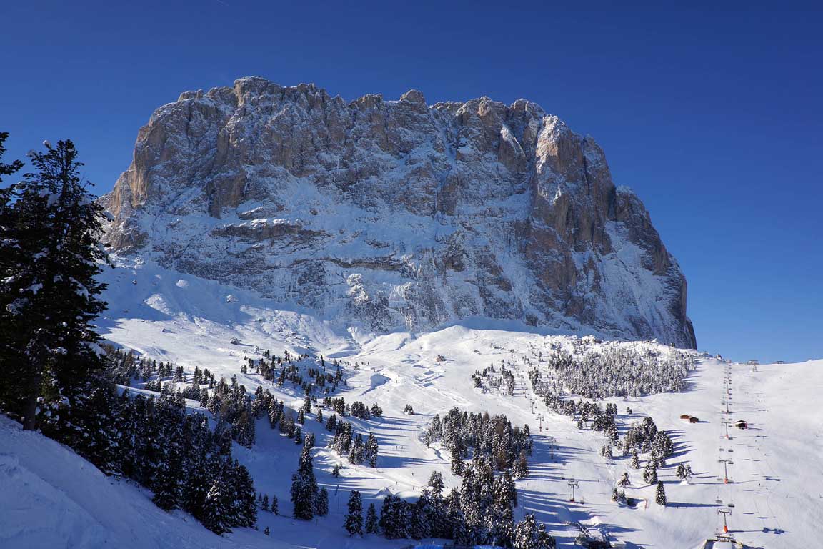 Ski slopes Piz Sella skiarea - Dolomites Italy