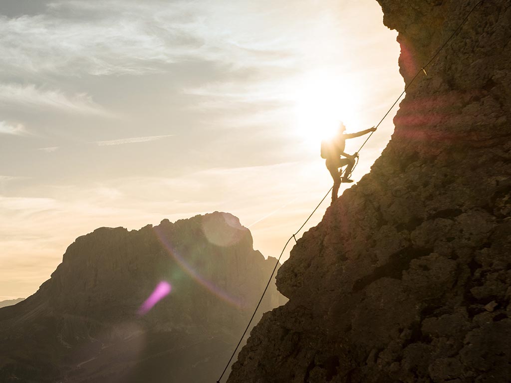 Via ferrata in Selva di Val Gardena, Dolomites in South Tyrol