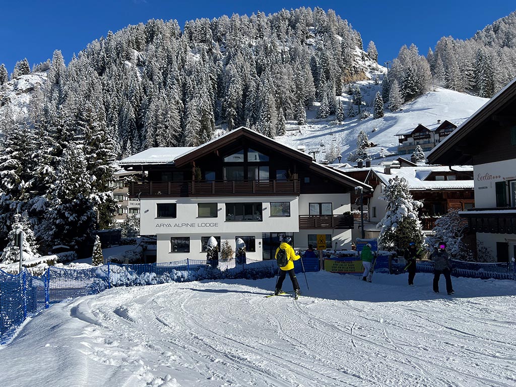 Ski-in Ski-out Garni Hotel Arya Alpine Lodge in the Dolomites, Italy