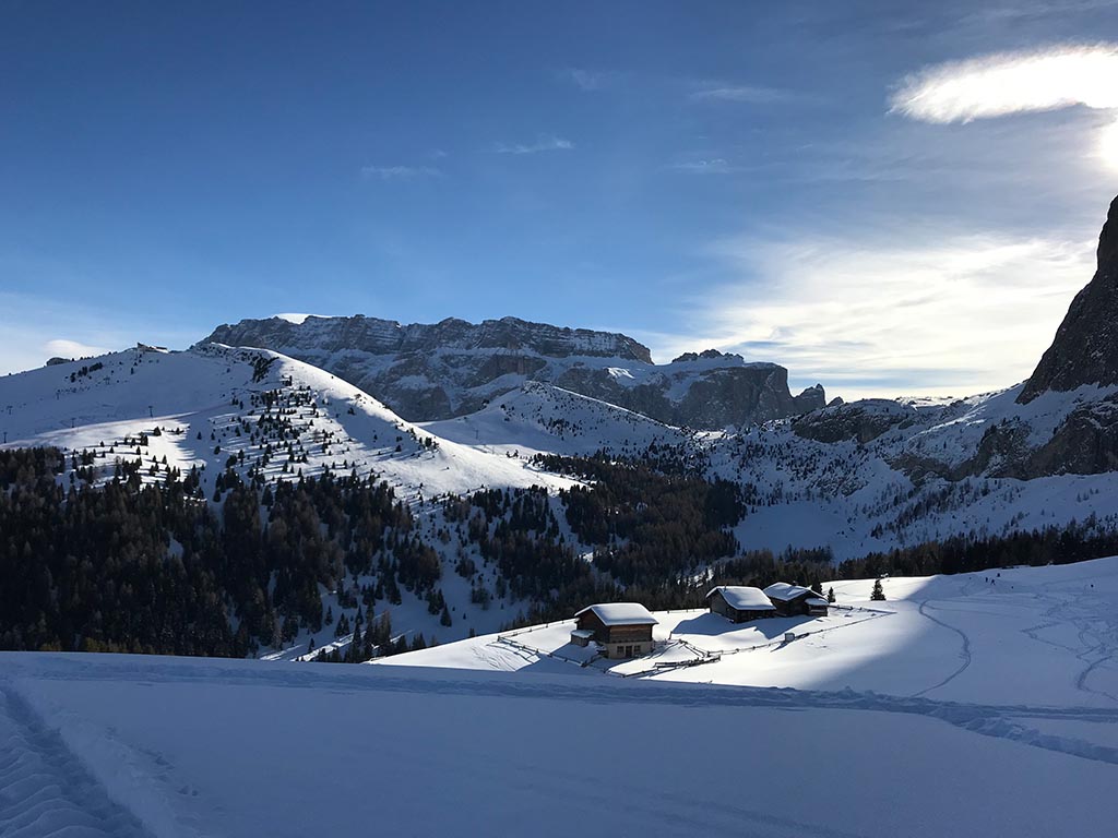 Mont Sëura near Pana in January - Val Gardena Dolomites