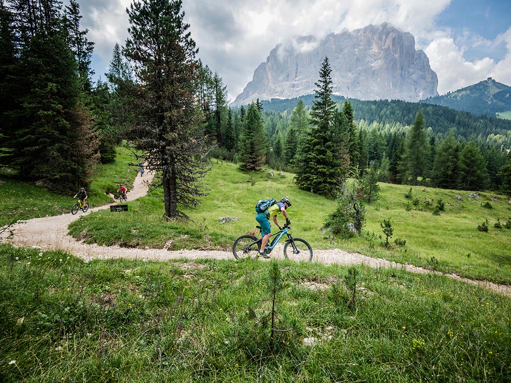 Mountain bike tour in Val Gardena, Dolomites of Italy