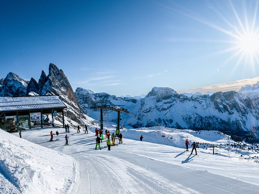 Fermeda chairlift on the Seceda, Val Gardena in South Tyrol