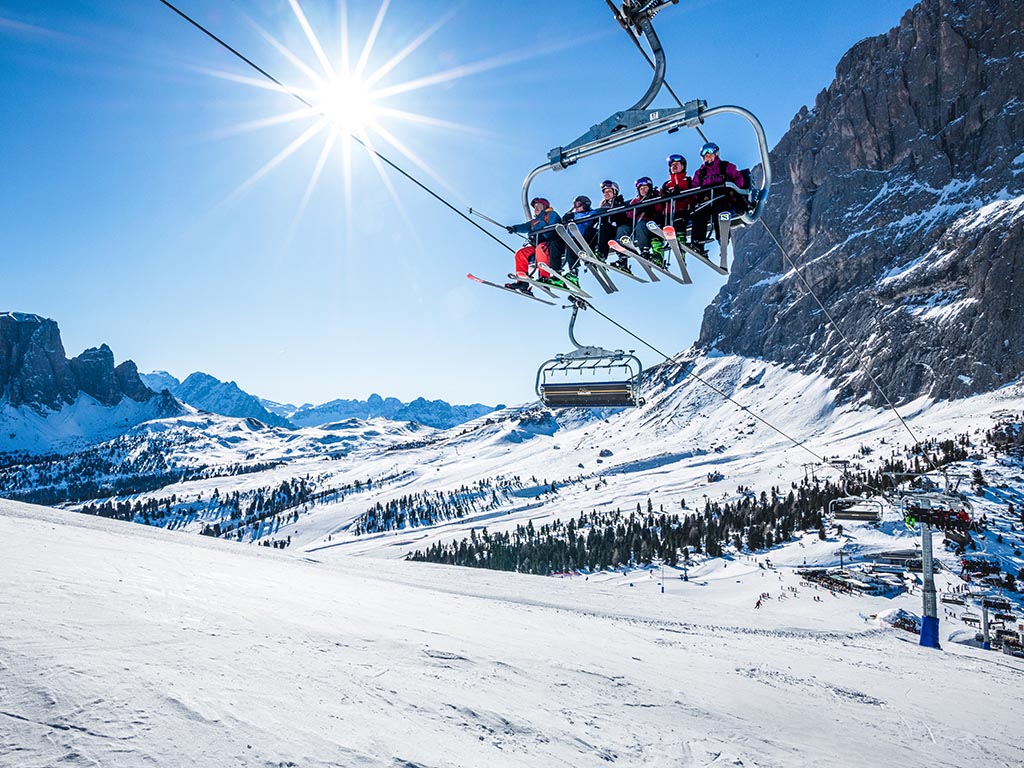 Skiën op de Piz Sella in Selva in maart