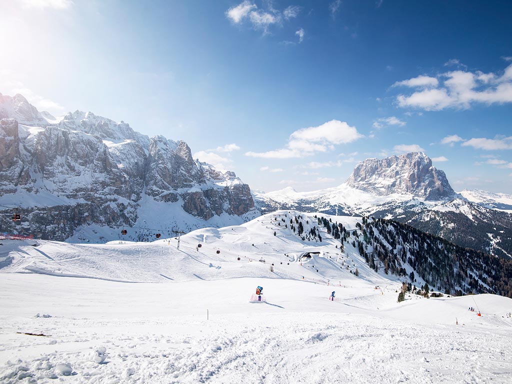 Skipiste in Selva di Val Gardena, Zuid-Tirol, Italië