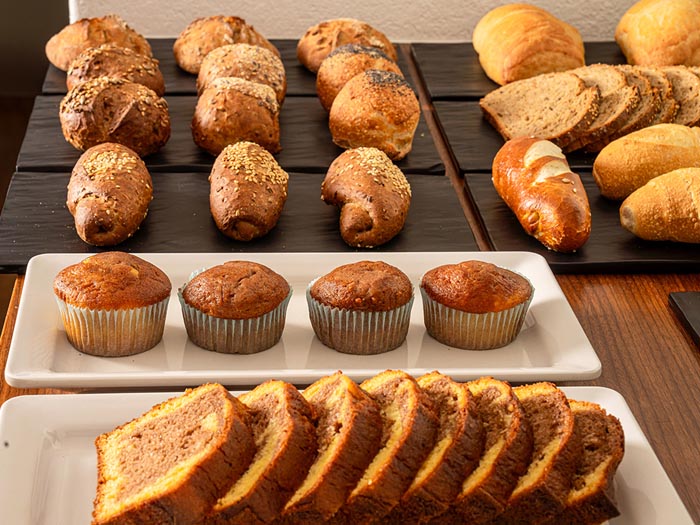 Homemade cakes - selection of breads and rolls