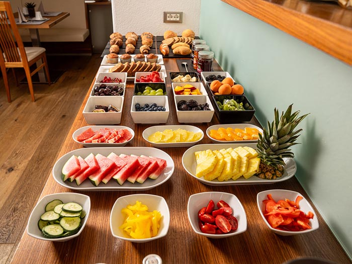 Breakfast buffet with fresh fruit