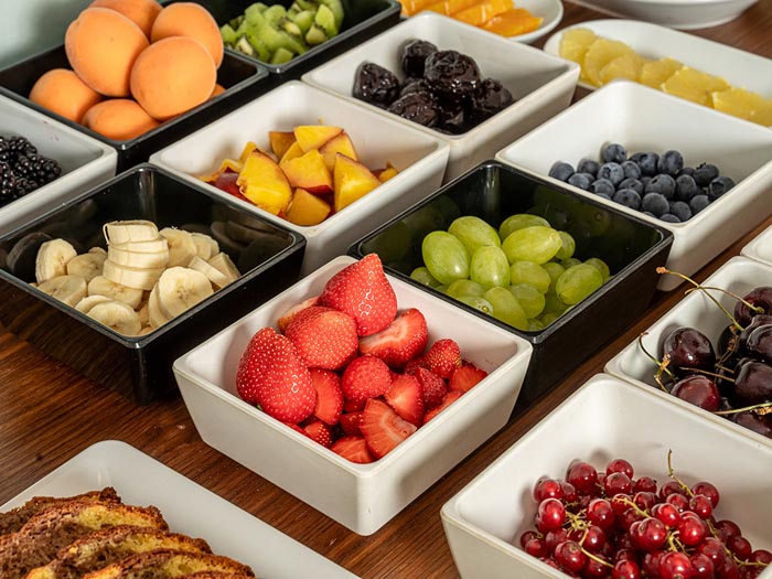 Breakfast buffet with fresh fruit