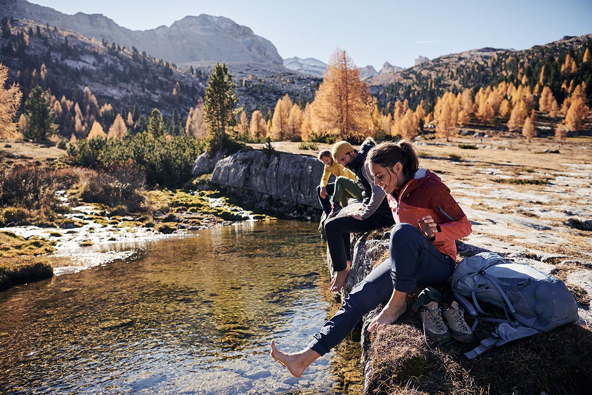 Hiking tour in the Dolomites in autumn