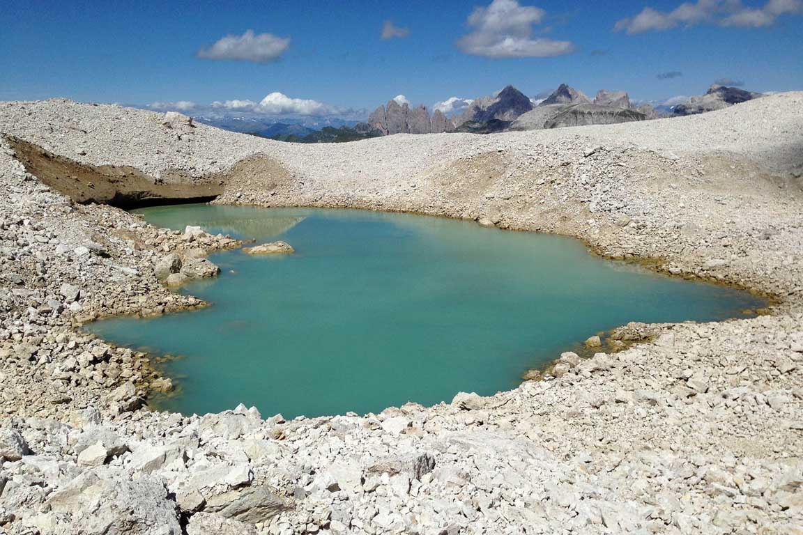Permafrost Alpine lake Lech dl Dragon in the Dolomite mountains