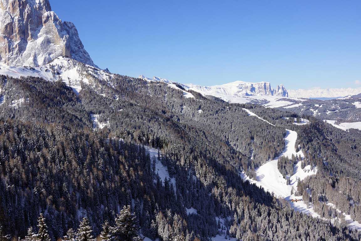 Skiing at Easter in Val Gardena Dolomites Italy
