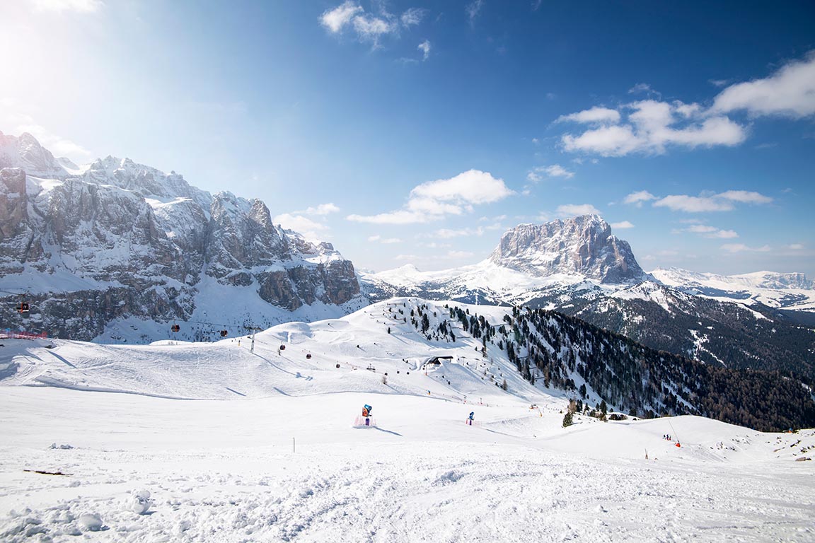 Beautiful ski slopes in Selva di Val Gardena Sellaronda